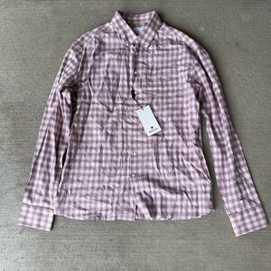 NWT Boga Men's Long Sleeve Plaid Button-Up Shirt Size L Pink Check